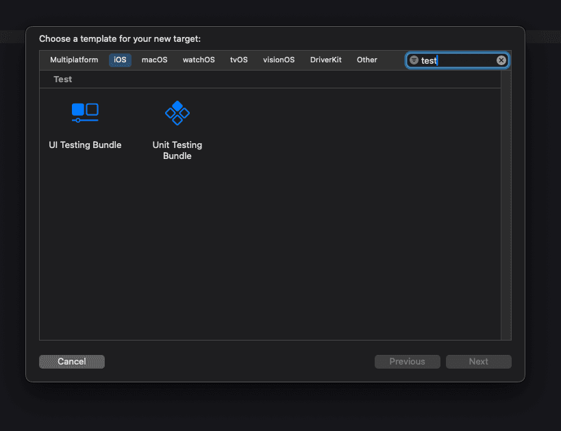 Adding a new test target to an existing project
